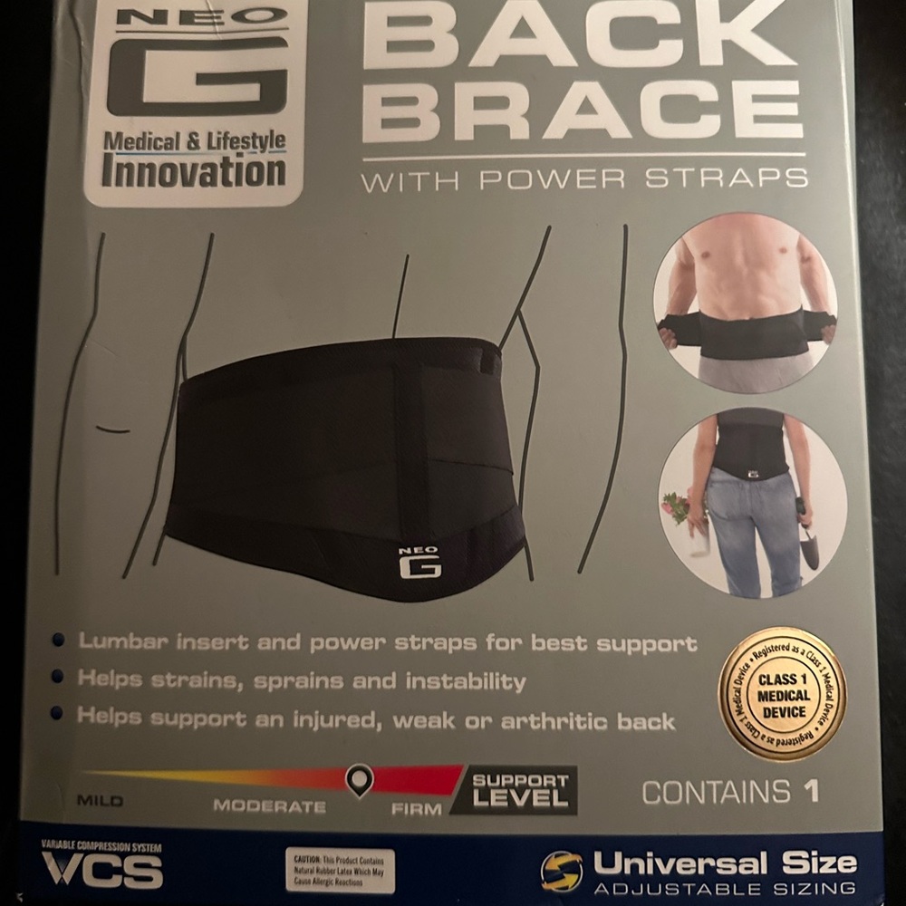 NIB NEO G Back Brace with power straps